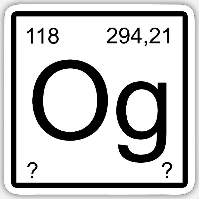 Oganesson Og Element Grafik Periodensystem - Sticker Größe S (10 x 10 cm) - Mattweiß