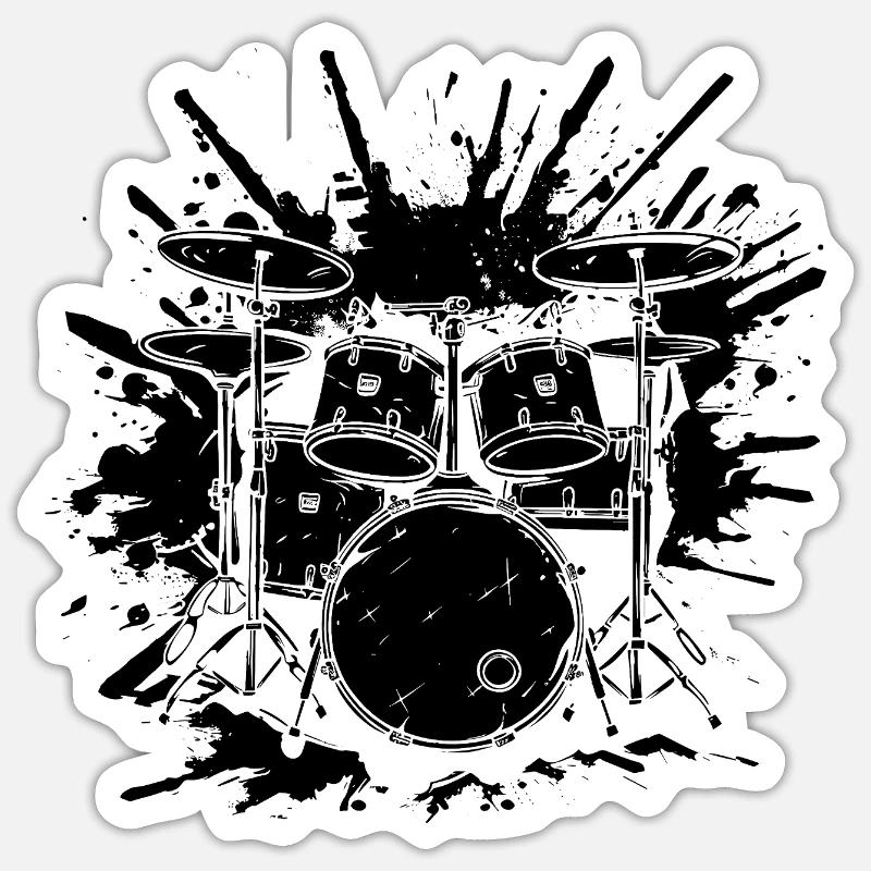 Drum Graphics - Sticker size S (10 x 10 cm) - white matte