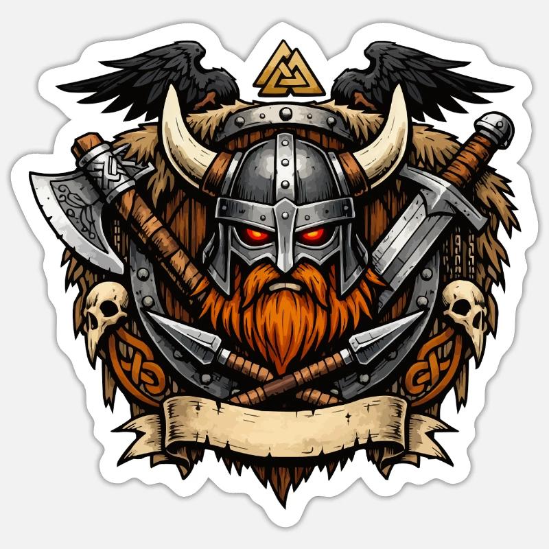 Wikinger Krieger Helm Sticker Größe S (10 x 10 cm)