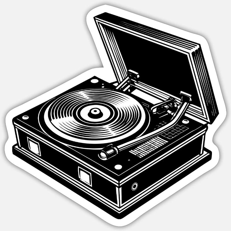 Record player - Sticker size S (10 x 10 cm) - white matte