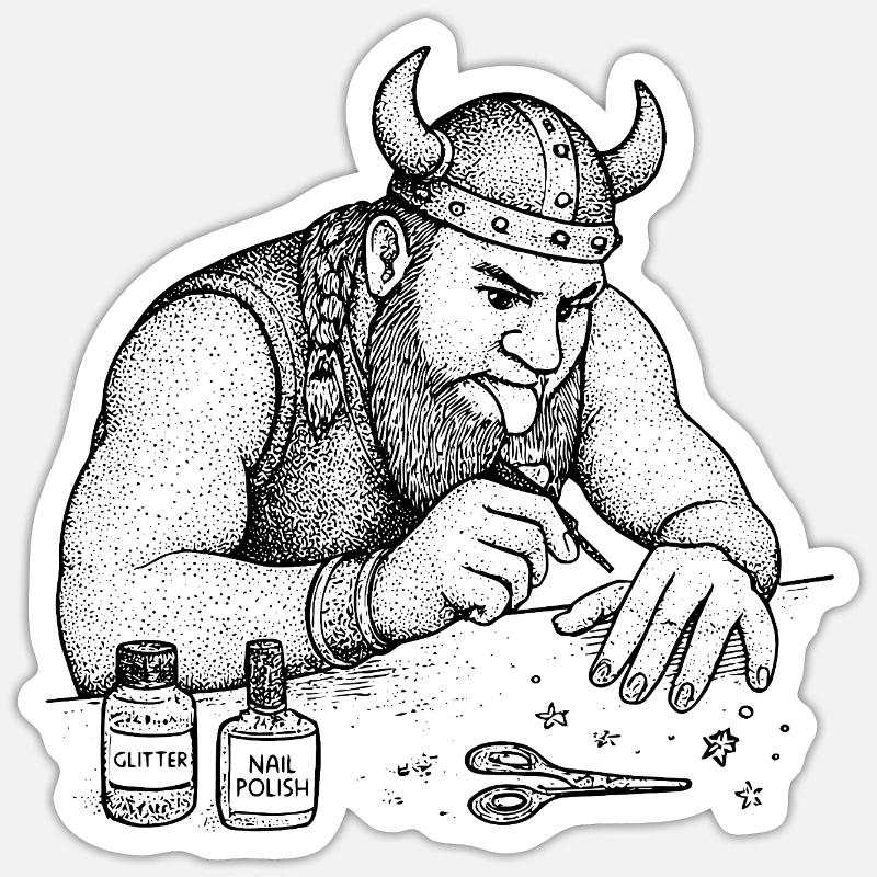 Viking doing nails Sticker size S (10 x 10 cm)