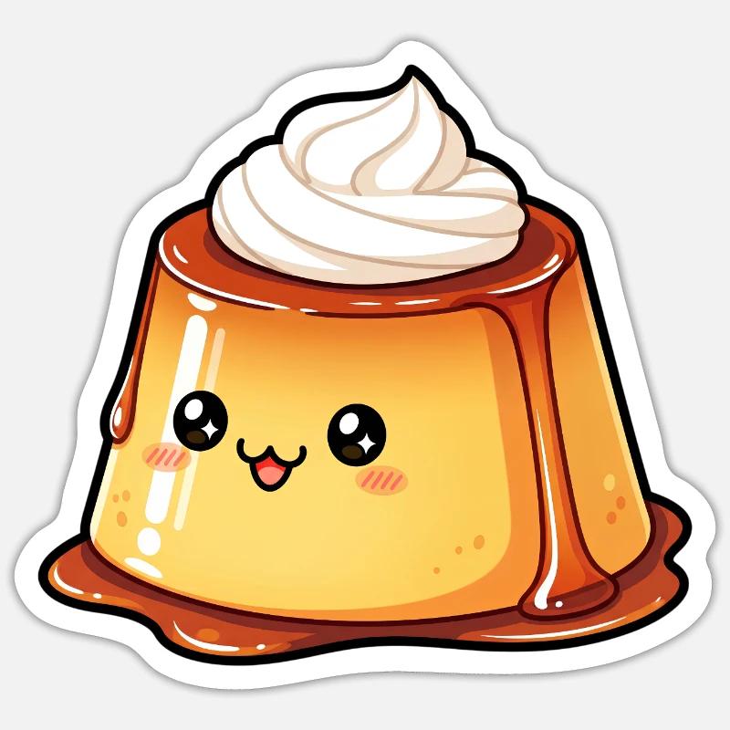Kawaii Caramel Pudding Sticker size S (10 x 10 cm)