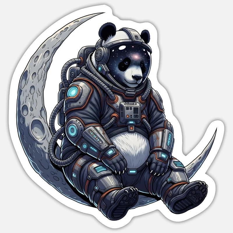 Panda Astronaut - Sticker taille S (10 x 10 cm) - blanc mat