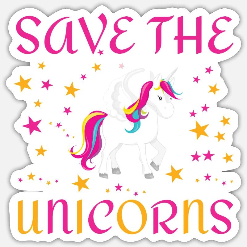 Save the unicorns - Sticker Größe S (10 x 10 cm) - Mattweiß