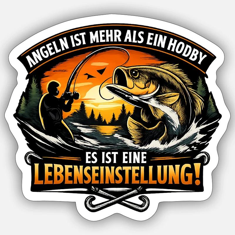 Angling - Sticker size S (10 x 10 cm) - white matte