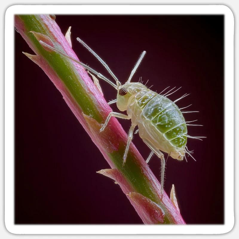 Green Aphid Macro – Exotic Insect Design - Sticker size S (10 x 10 cm) - white matte