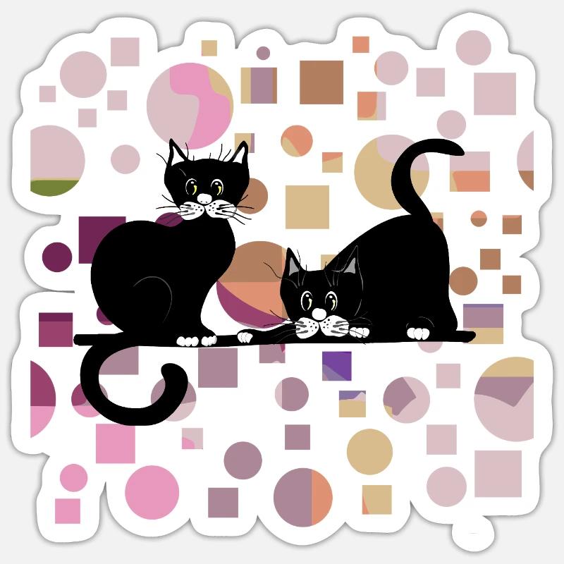 Chats - Sticker taille S (10 x 10 cm) - blanc mat