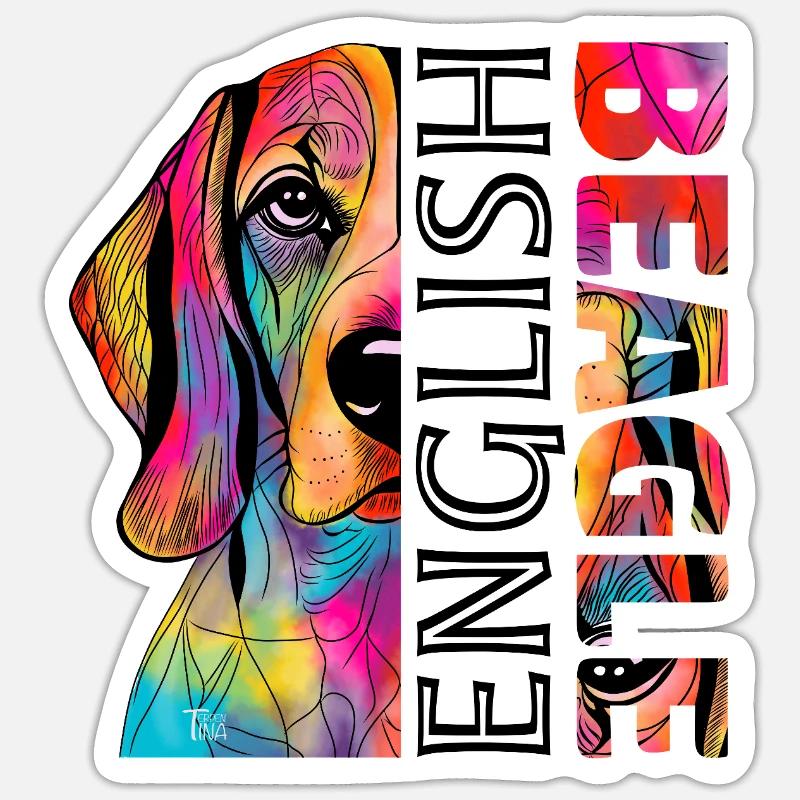 Beagle - Sticker taille S (10 x 10 cm) - blanc mat