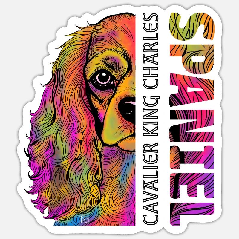 Cavalier King Charles Spaniel - Sticker Größe S (10 x 10 cm) - Mattweiß