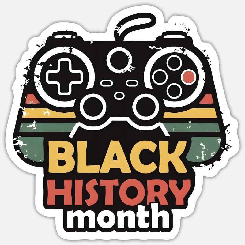 Black History Month Gaming-Controller Retro - Sticker Größe S (10 x 10 cm) - Mattweiß