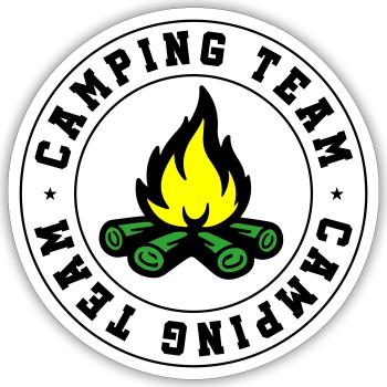 Camping Team Lagerfeuer - Sticker Größe S (10 x 10 cm) - Mattweiß - Vorne