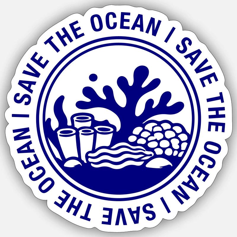 Sauver l’océan - Sticker taille S (10 x 10 cm) - blanc mat