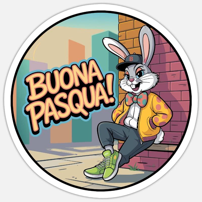 Urban Rabbit Happy Easter! - Sticker size S (10 x 10 cm) - white matte