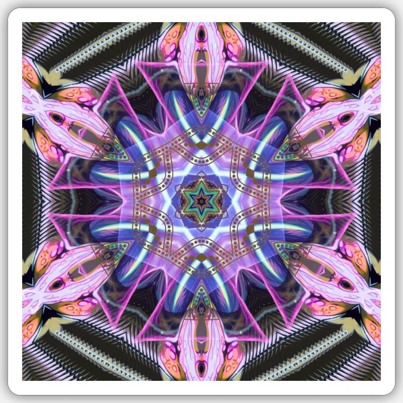 Psychedelic Neon Mandala Pattern Sticker size S (10 x 10 cm)