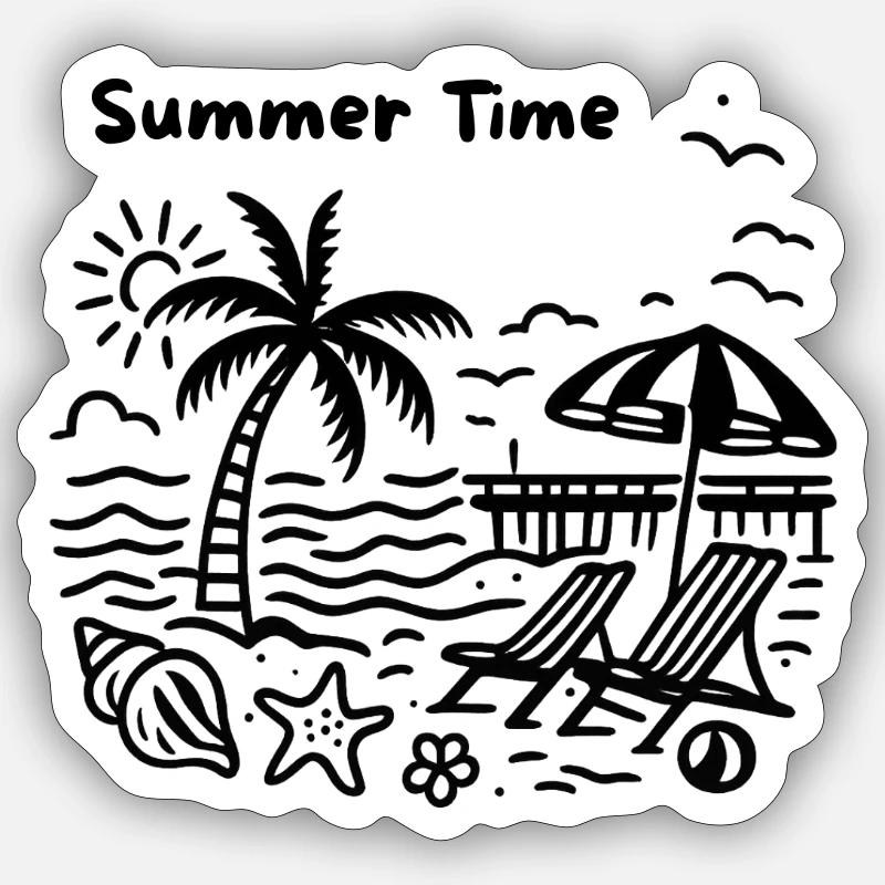 Conception de la plage Sticker taille S (10 x 10 cm)