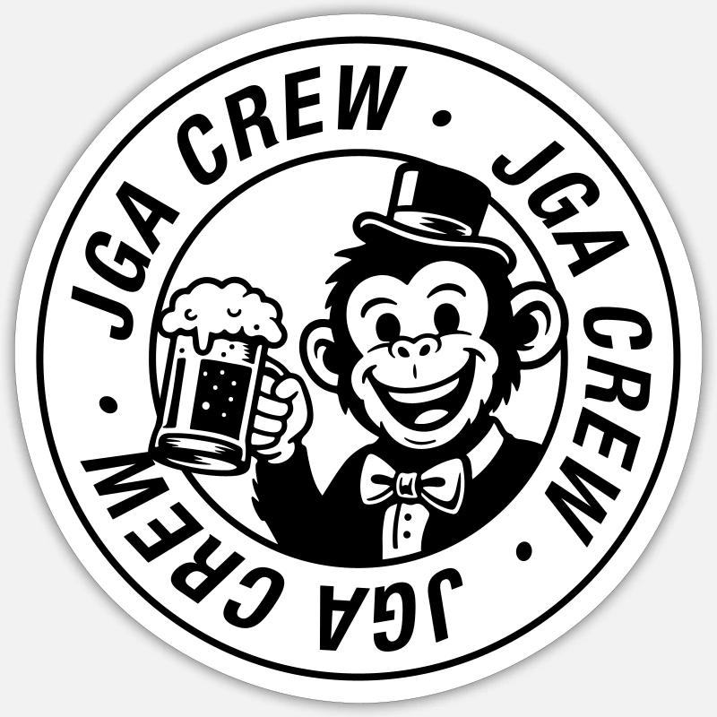 Jga Crew Affe Junggesellenabschied - Sticker Größe S (10 x 10 cm) - Mattweiß
