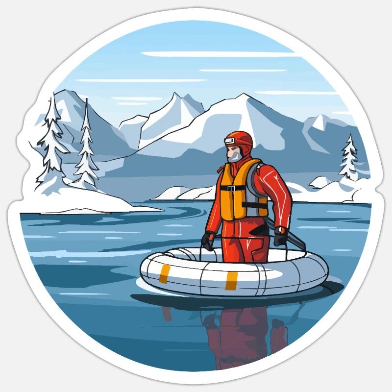 Alpine Rettungsfahrt im Eissee Sticker Größe S (10 x 10 cm)