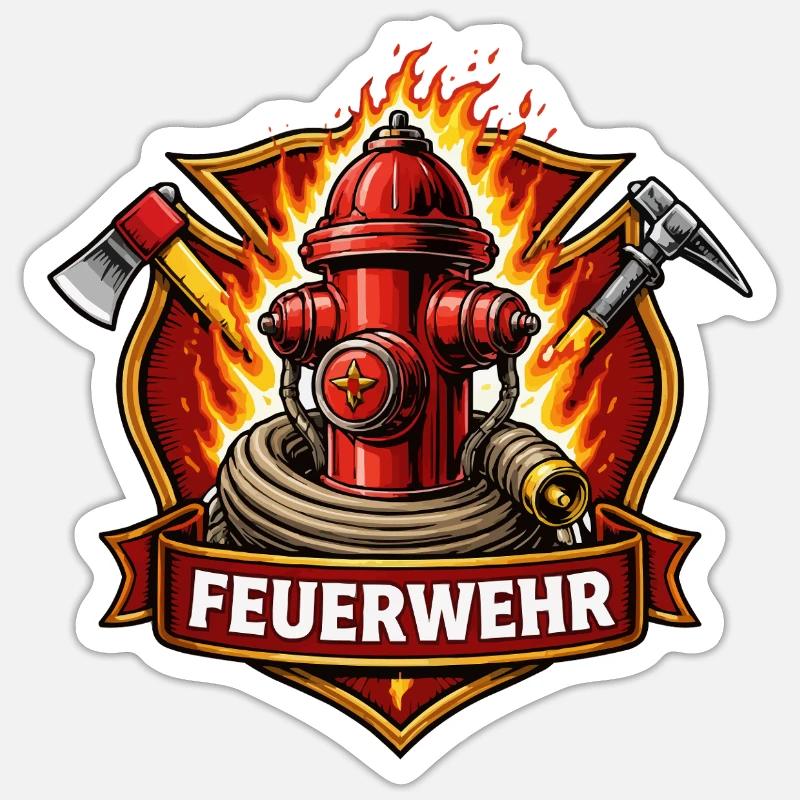 Fire Brigade Fire Hydrant Emblem - Sticker size S (10 x 10 cm) - white matte