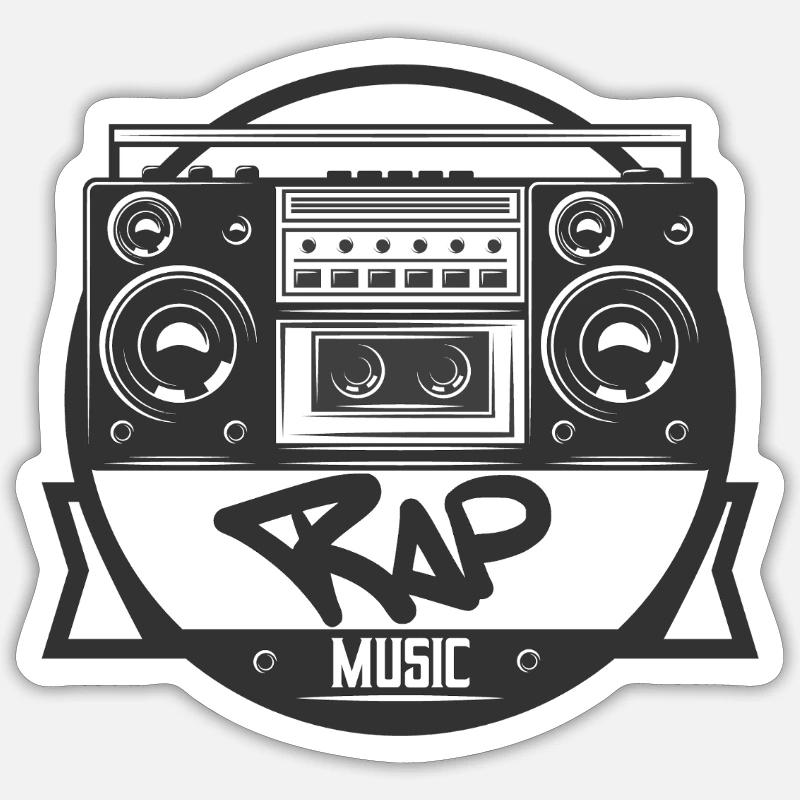 Jukebox Rap Logo Ghetto Blaster - Sticker taille S (10 x 10 cm) - blanc mat
