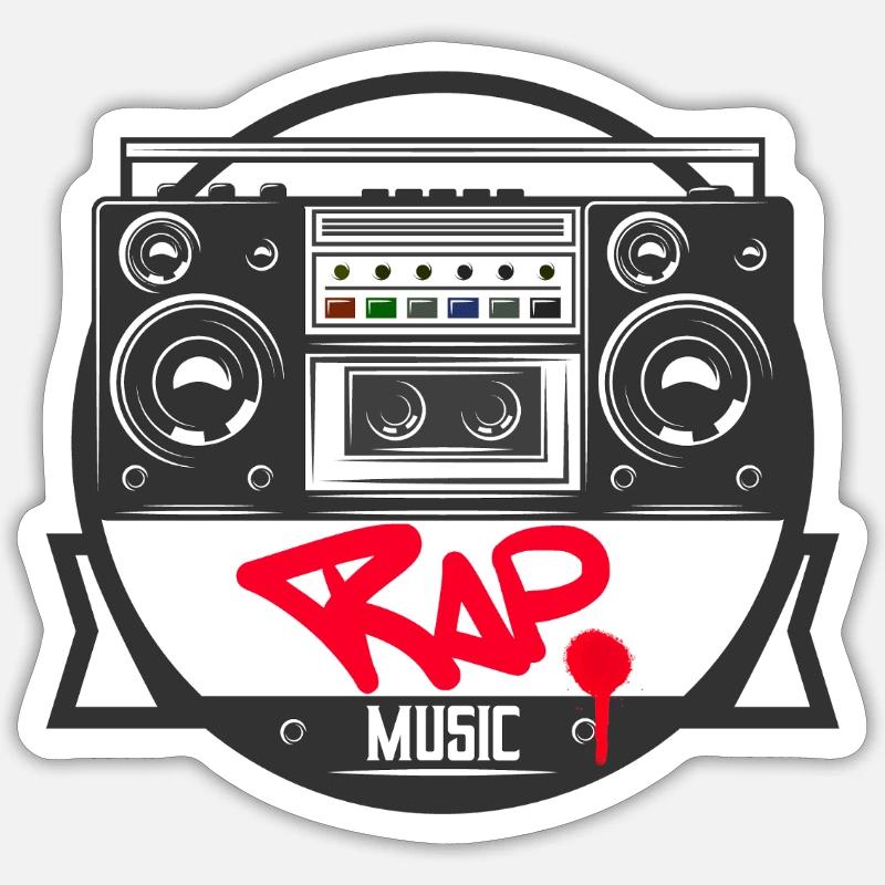 Musikbox Rap Logo Ghettoblaster Graffiti - Sticker Größe S (10 x 10 cm) - Mattweiß