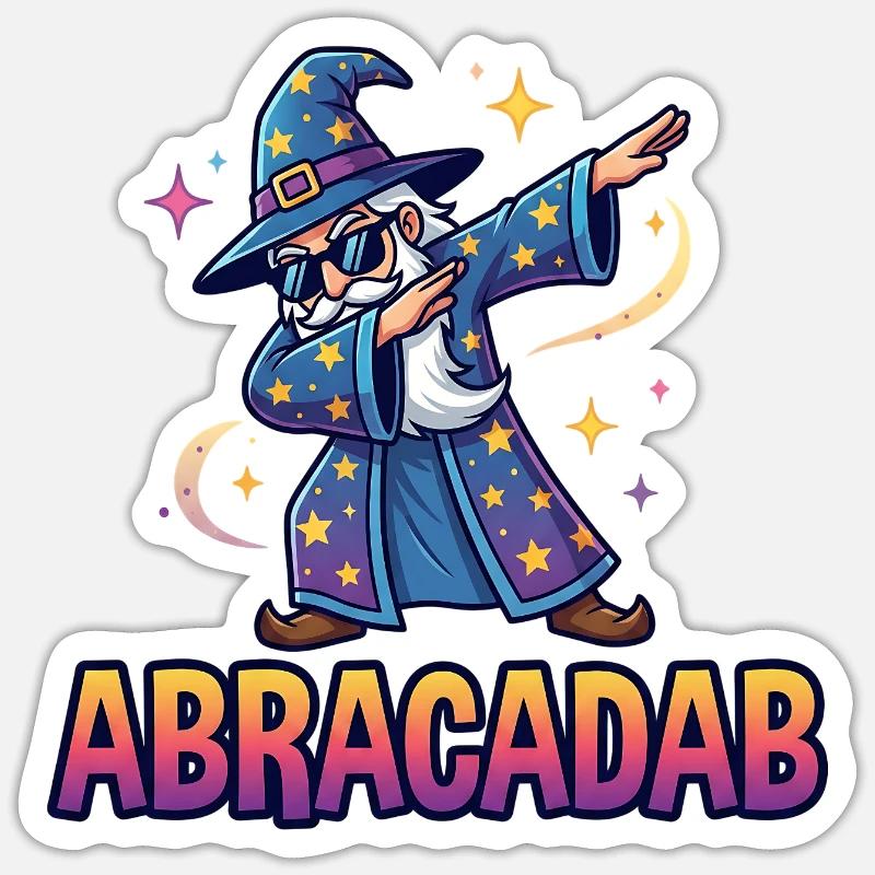Abracadab Wizard Fantasy Meme - Sticker size S (10 x 10 cm) - white matte