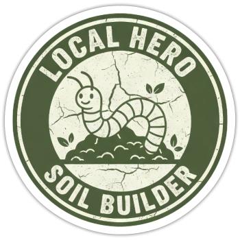 Earthworm Soil Conditioner Composter Garden - Sticker size S (10 x 10 cm) - white matte - Front