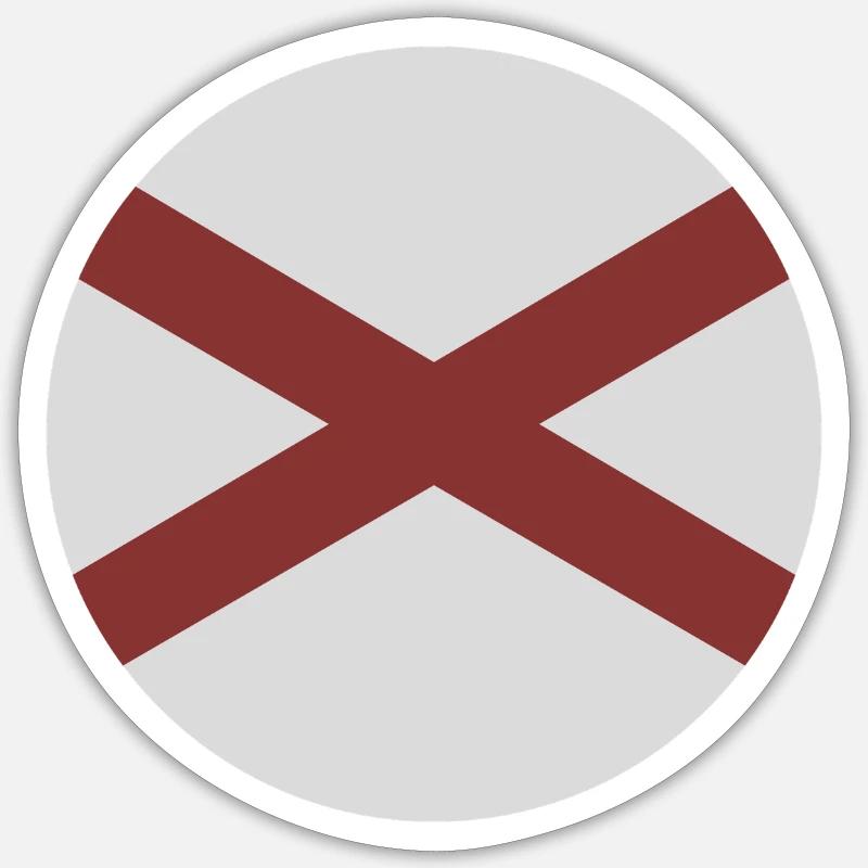 Drapeau rond de l’Alabama - Sticker taille S (10 x 10 cm) - blanc mat
