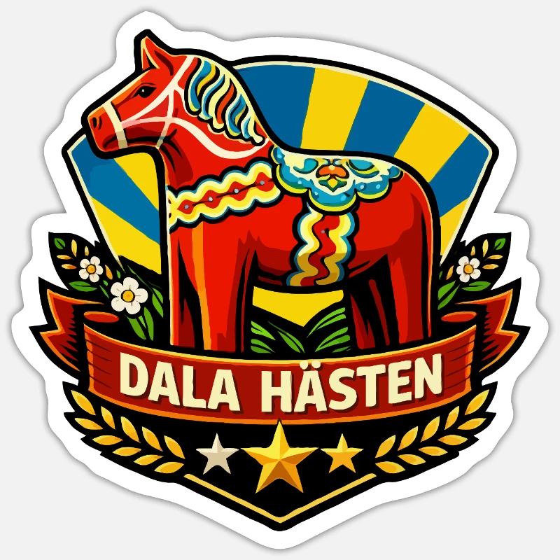 Dala hästen - Sticker size S (10 x 10 cm) - white matte