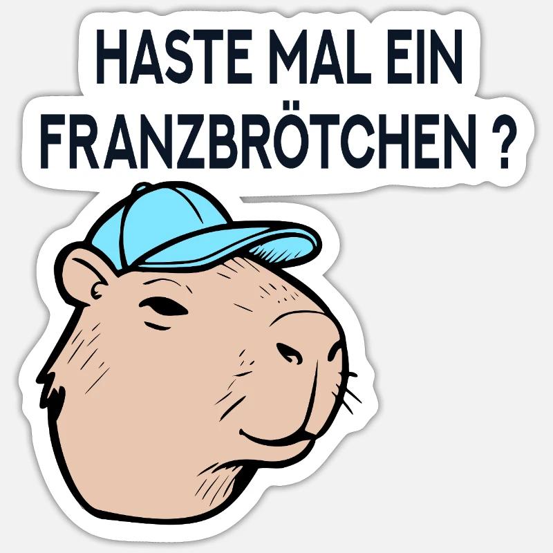 Franzbrötchen Hambourg Capybara - Sticker taille S (10 x 10 cm) - blanc mat