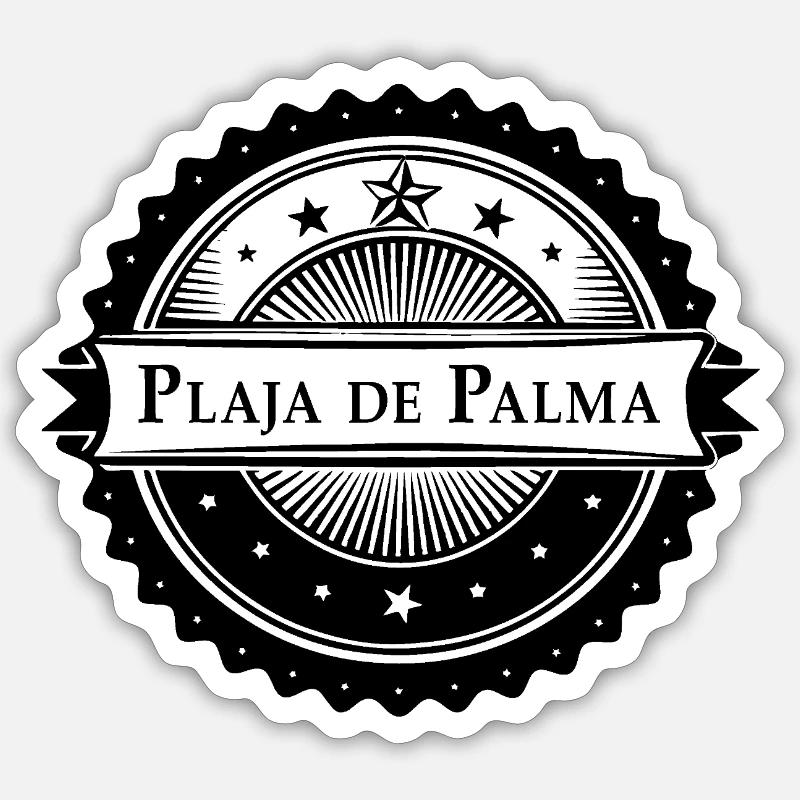 Plaja de Palma - black version - Sticker size S (10 x 10 cm) - white matte