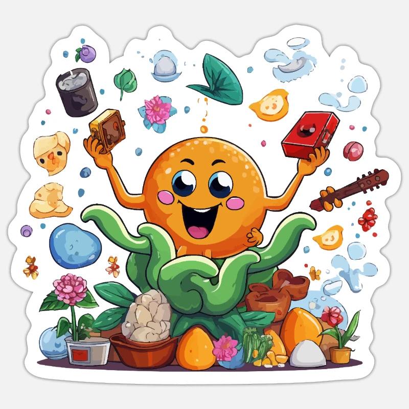 Fröhliche Orange im Kräutergarten - Sticker Größe S (10 x 10 cm) - Mattweiß