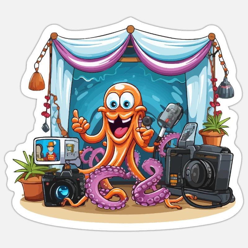 Influenceuse pieuvre sur scène Sticker taille S (10 x 10 cm)