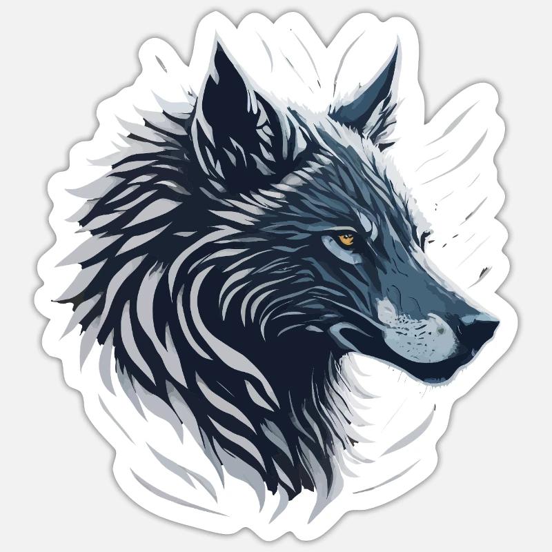 Blue Wolf - Sticker Größe S (10 x 10 cm) - Mattweiß