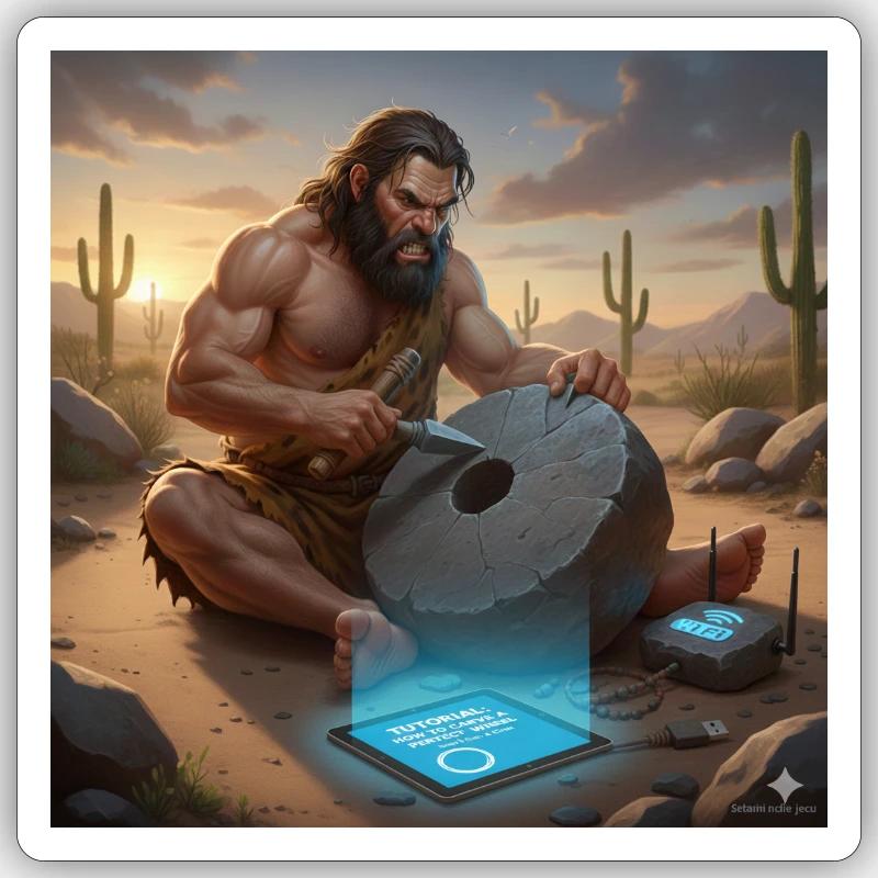 Caveman Tech Support - The First Tutorial Sticker size S (10 x 10 cm)