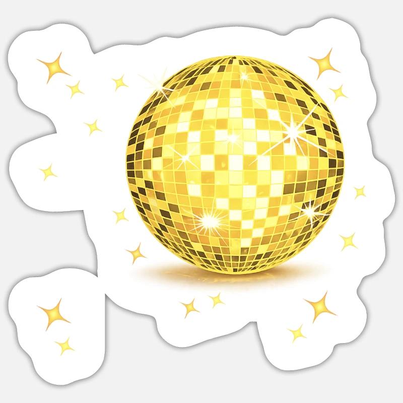 Étincelle de la boule disco dorée Sticker taille S (10 x 10 cm)