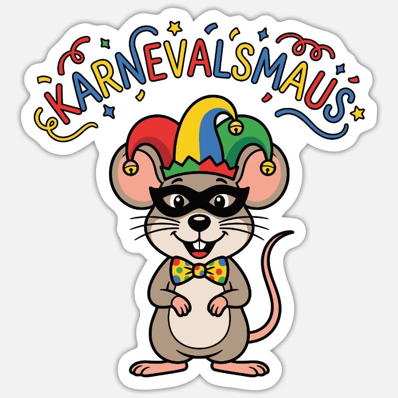 Karnevalsmaus Karneval Köln Kölner Karnevals Maus - Sticker Größe S (10 x 10 cm) - Mattweiß
