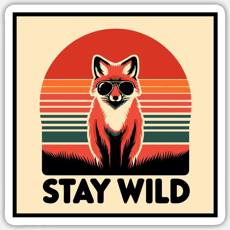 Restez sauvage - Sticker taille S (10 x 10 cm) - blanc mat