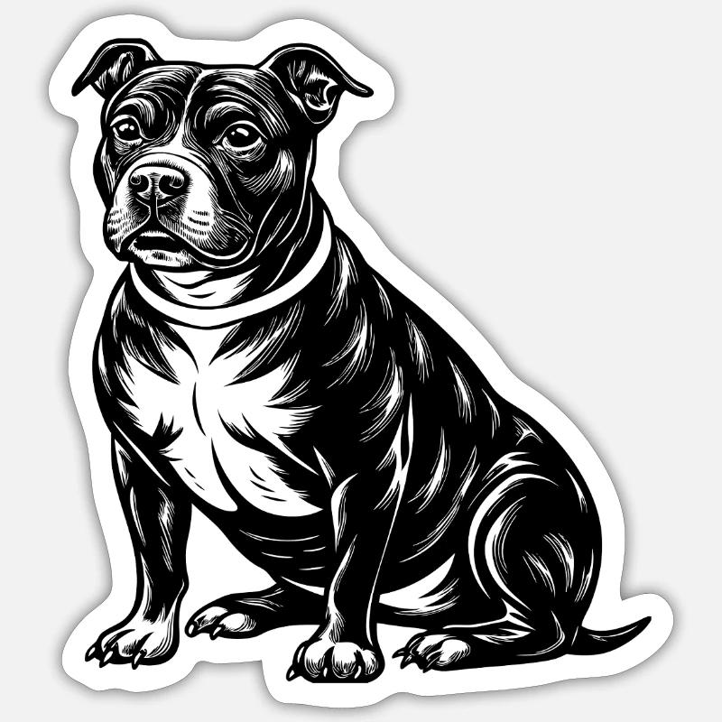Pitbull américain - Sticker taille S (10 x 10 cm) - blanc mat