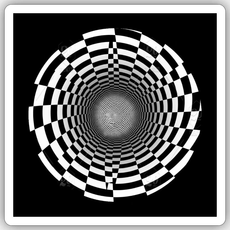 Vortex optique noir et blanc - Sticker taille S (10 x 10 cm) - blanc mat