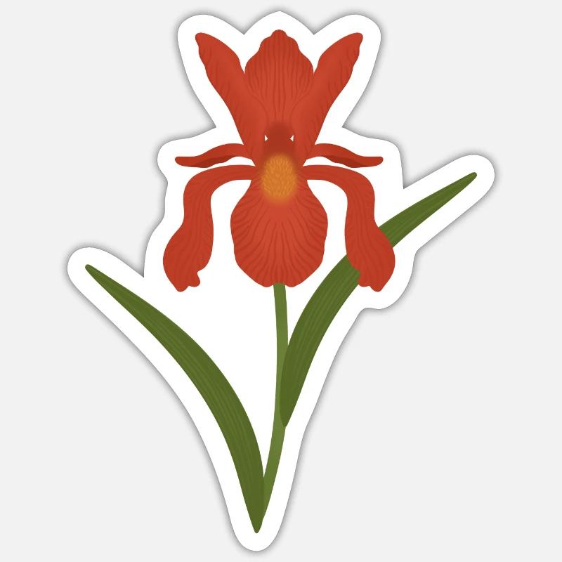 Illustration botanique d’iris - Sticker taille S (10 x 10 cm) - blanc mat