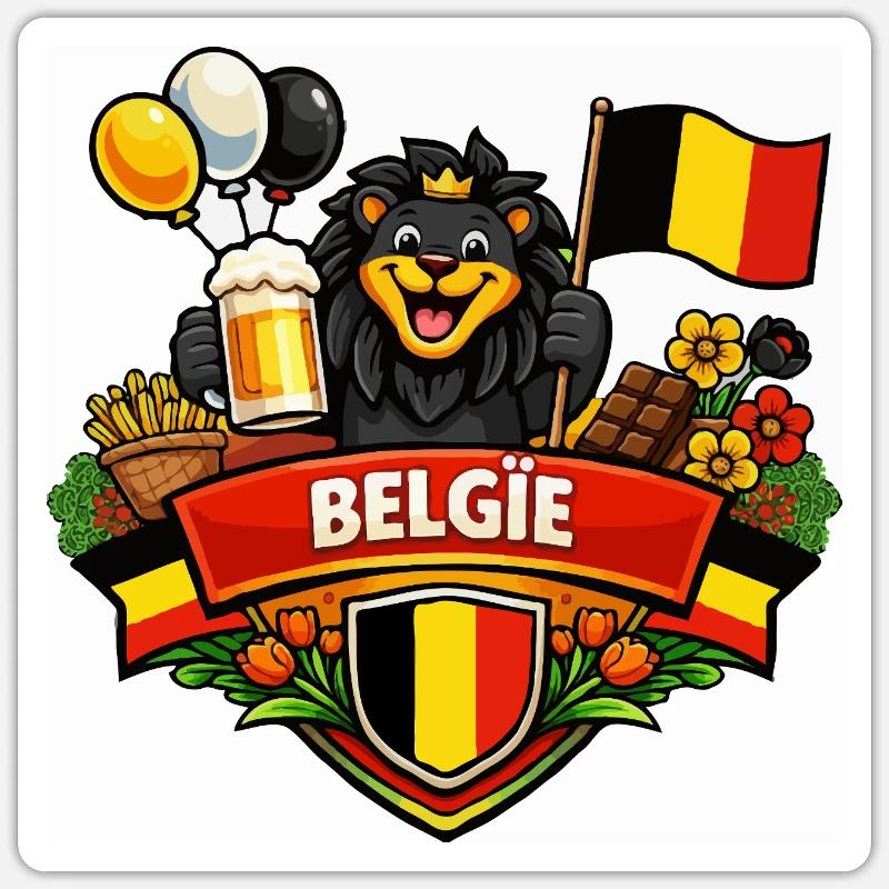 Logo joyeux belge - Sticker taille S (10 x 10 cm) - blanc mat