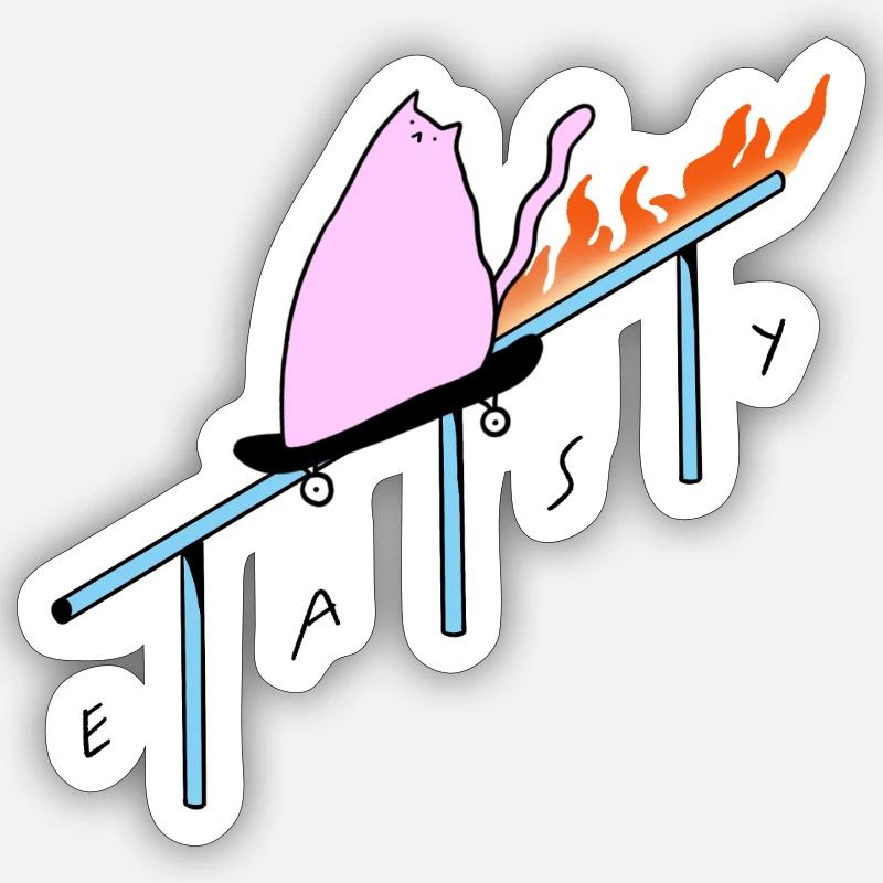Easy_Cat - Sticker taille S (10 x 10 cm) - blanc mat