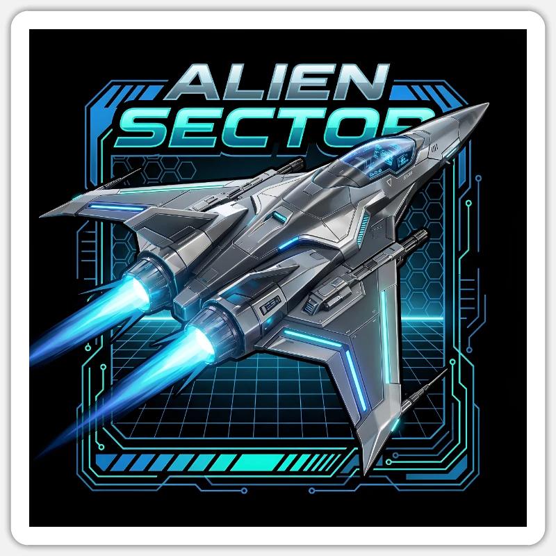Alien Sector Nebula Fighter - Sticker size S (10 x 10 cm) - white matte