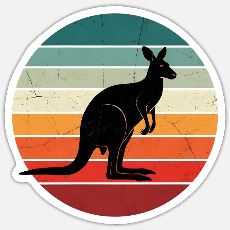 Kangaroo Retro Sunset - Sticker size S (10 x 10 cm) - white matte