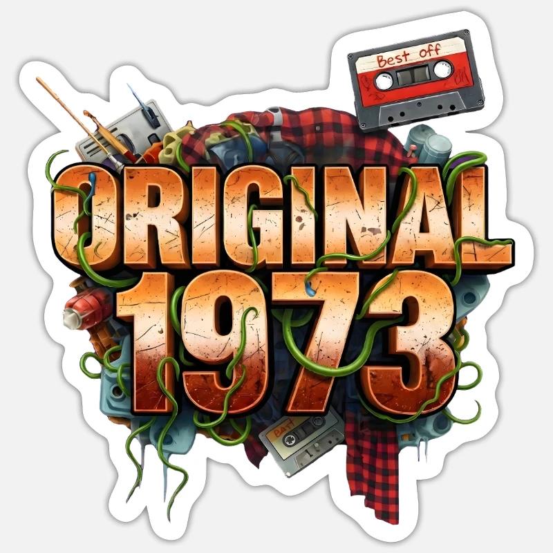 Rétro original de 1973 - Sticker taille S (10 x 10 cm) - blanc mat