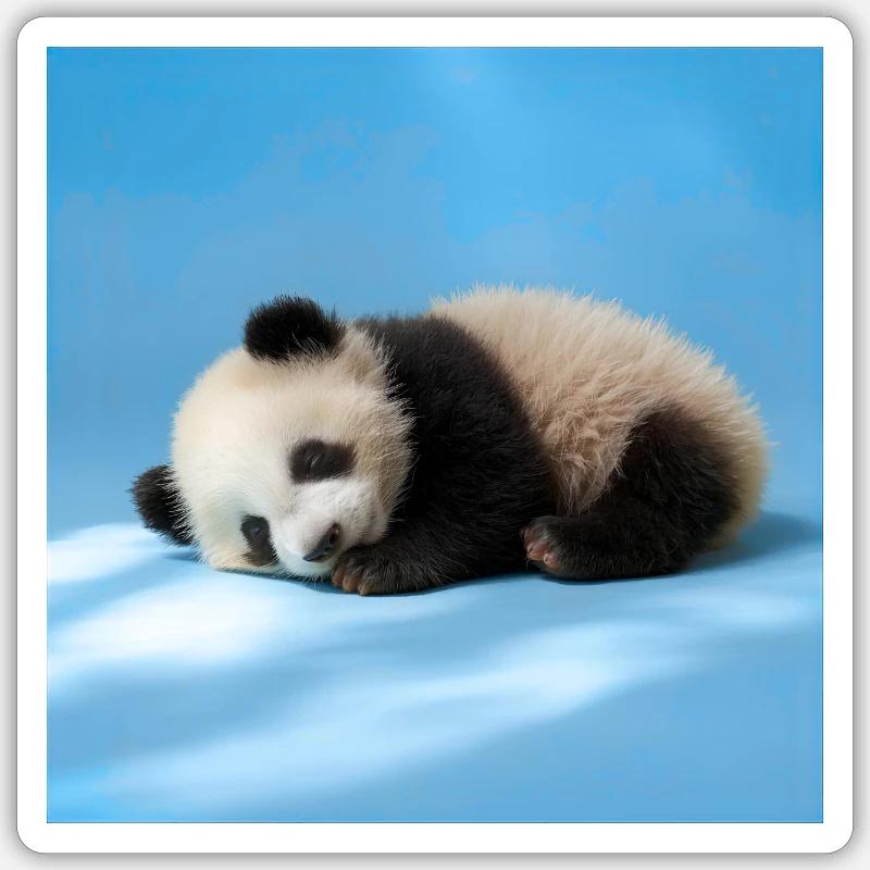 Blauer schlafender Panda Sticker Größe S (10 x 10 cm)