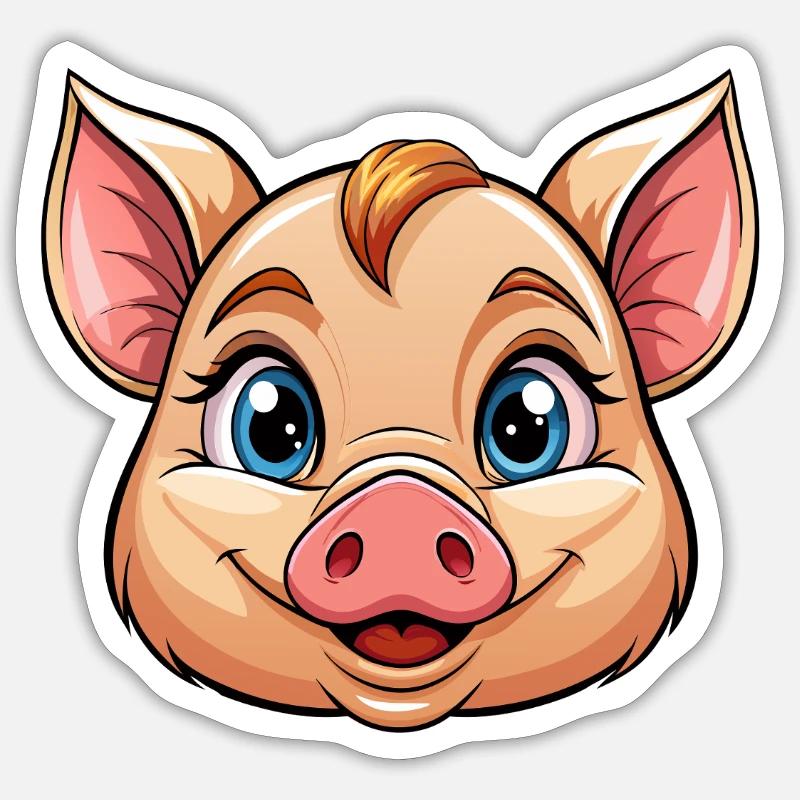 Face de cochon - Sticker taille S (10 x 10 cm) - blanc mat