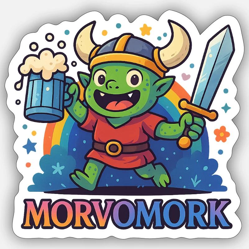 Goblin Viking Spaßheld - Sticker Größe S (10 x 10 cm) - Mattweiß