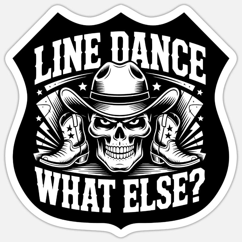 LineDance Skull Cowboy Boots - Sticker size S (10 x 10 cm) - white matte