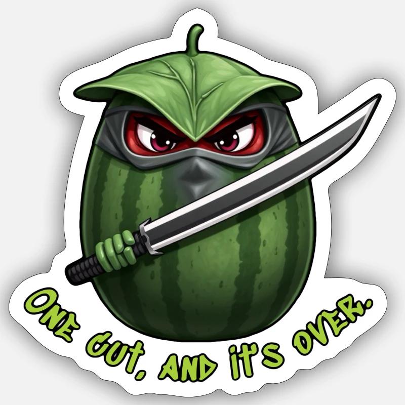 Watermelon Ninja: A Cut End - Sticker size S (10 x 10 cm) - white matte